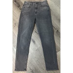 American Wagle Faded Black/Dark Gray Stretch Skinny Jeans, Curvy Mom Jean, 0R